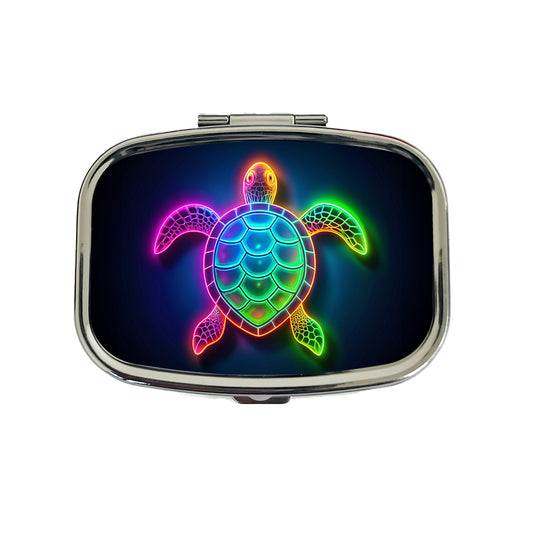 Neon Turtle Travel Pill Box Case