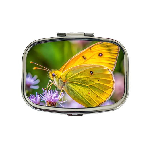 Orange Sulphur Butterfly Travel Pill Box Case