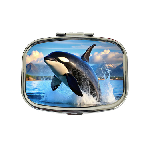 Orca Killer Whale Jumping Travel Pill Box Case
