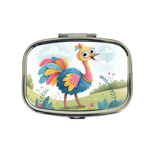 Ostrich Children's Illustration Style Travel Pill Box Case