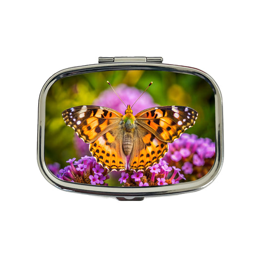 Painted Lady Butterfly Travel Pill Box Case