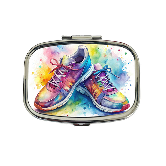 Pair Of Running Shoes Watercolor Travel Pill Box Case