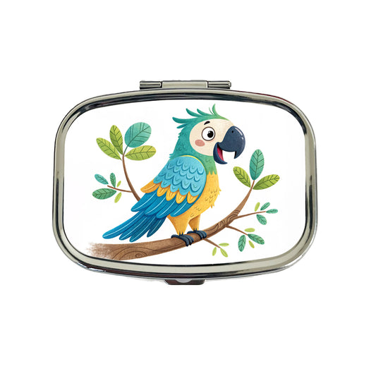Parrot Children's Illustration Style Travel Pill Box Case