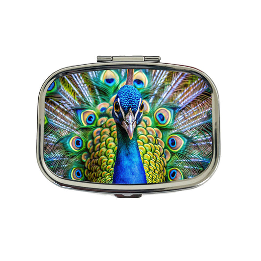 Peacock Travel Pill Box Case