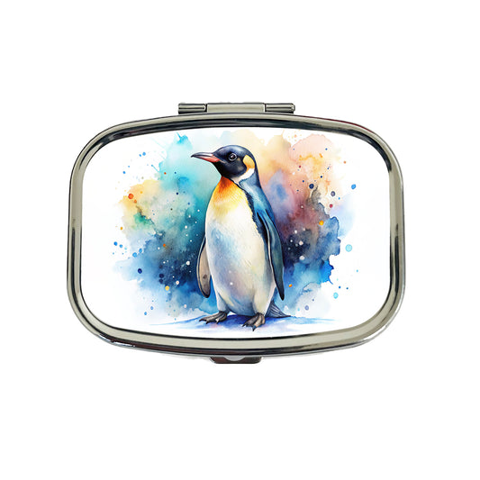 Penguin Watercolor Travel Pill Box Case