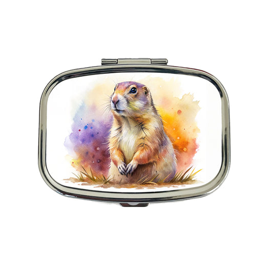 Prairie Dog Watercolor Travel Pill Box Case