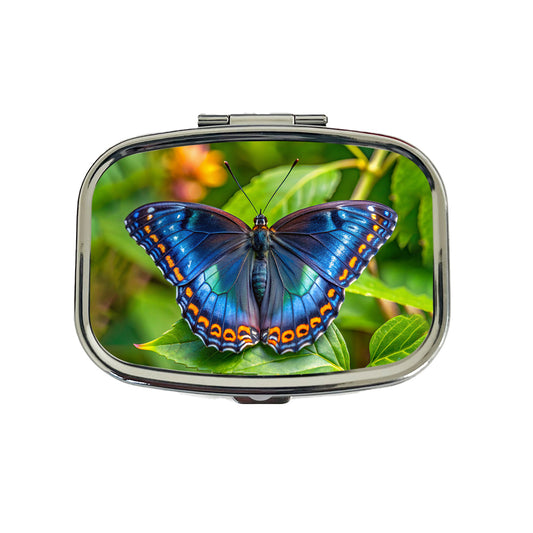 Pretty Blue Butterfly Travel Pill Box Case