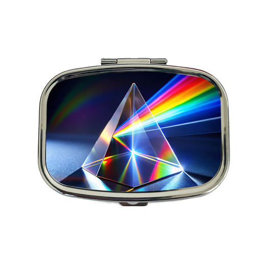 Pyramid Prism Refracted Rainbow Travel Pill Box Case