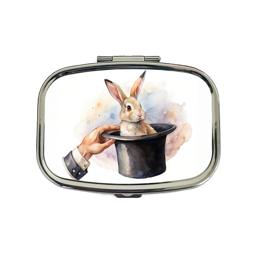 Rabbit Being Pulled Out Of A Magician's Hat Travel Pill Box Case