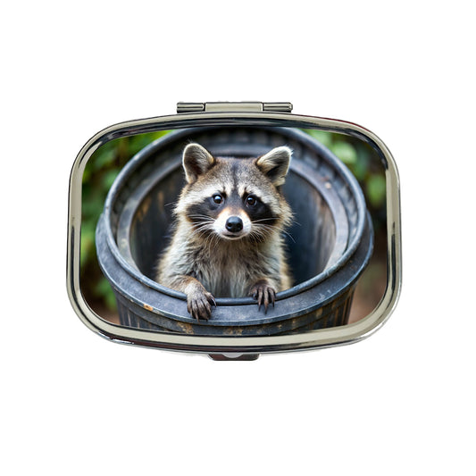 Raccoon In Barrel Trash Panda Travel Pill Box Case
