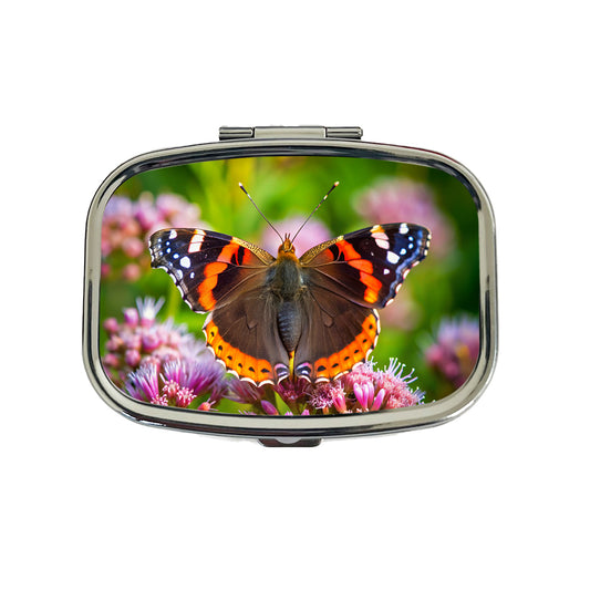 Red Admiral Butterfly Travel Pill Box Case