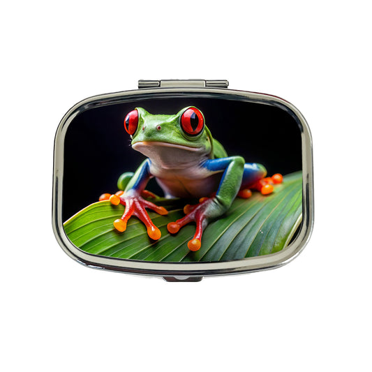 Red Eyed Tree Frog On Leaf Travel Pill Box Case
