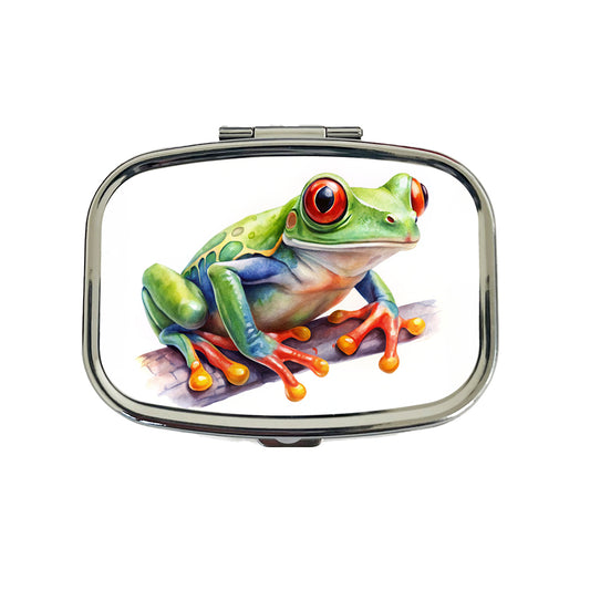 Red Eyed Tree Frog Watercolor Travel Pill Box Case