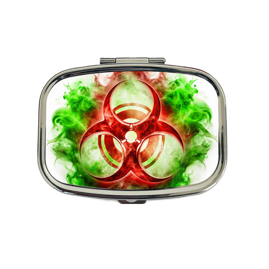 Red Zombie Outbreak Symbol With Green Toxic Gas Travel Pill Box Case