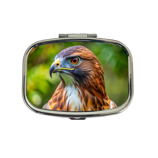Red-Tailed Hawk Raptor Bird Of Prey Travel Pill Box Case