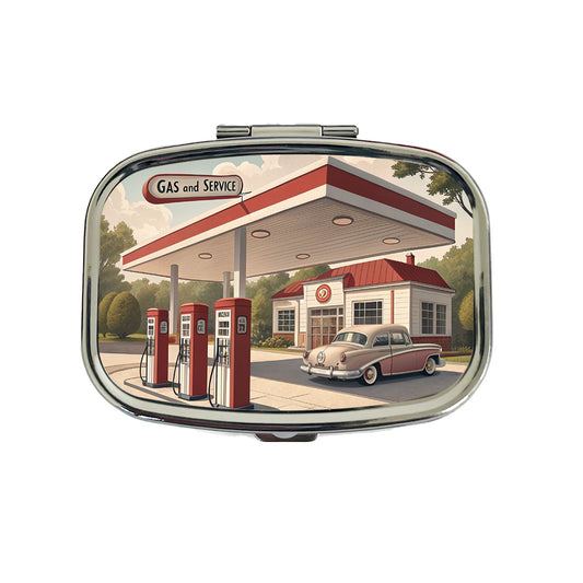 Retro Americana 1950's Gas Station Convenience Store Travel Pill Box Case