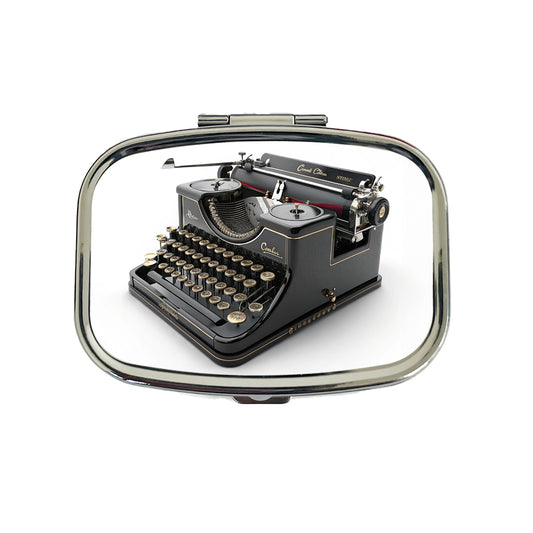 Retro Classic Black Typewriter Travel Pill Box Case