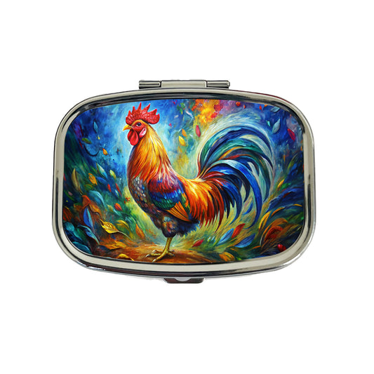 Rooster Abstract Art Travel Pill Box Case