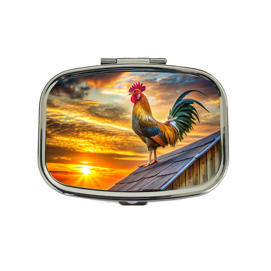 Rooster on Barn Roof At Sunrise Travel Pill Box Case