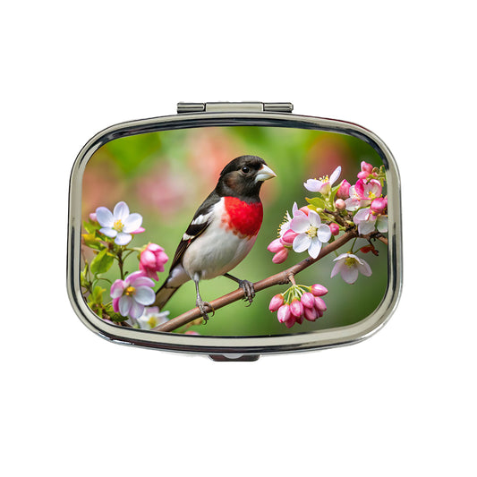 Rose Breasted Grosbeak Backyard Bird Travel Pill Box Case