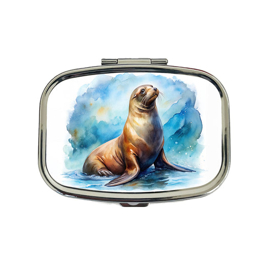 Sea Lion Watercolor Travel Pill Box Case