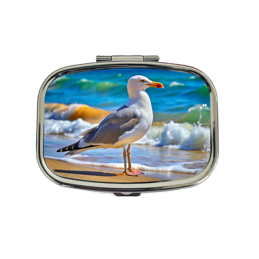 Seagull On Beach Travel Pill Box Case