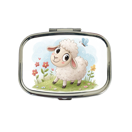 Sheep Lamb Children's Illustration Style Travel Pill Box Case