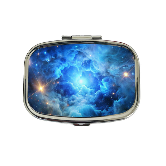 Space Galaxy Nebula Blue Travel Pill Box Case