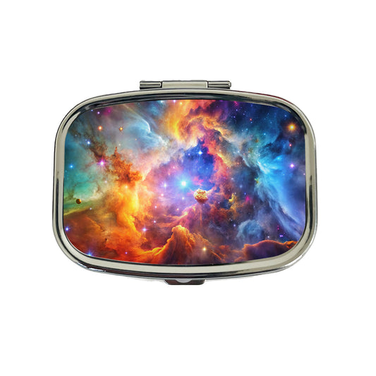Space Galaxy Nebula Colorful Rainbow Travel Pill Box Case