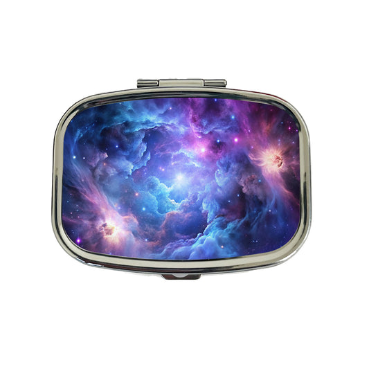 Space Galaxy Nebula Purple Blue Travel Pill Box Case