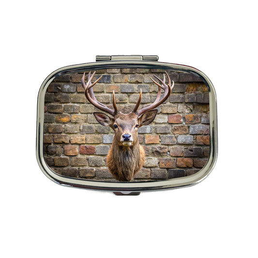 Stag's Head Mounted To Wall Travel Pill Box Case