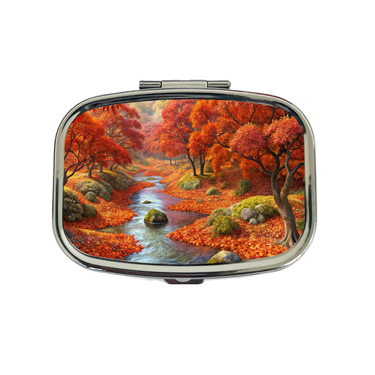 Stream and Trees in Fall Autumn Travel Pill Box Case