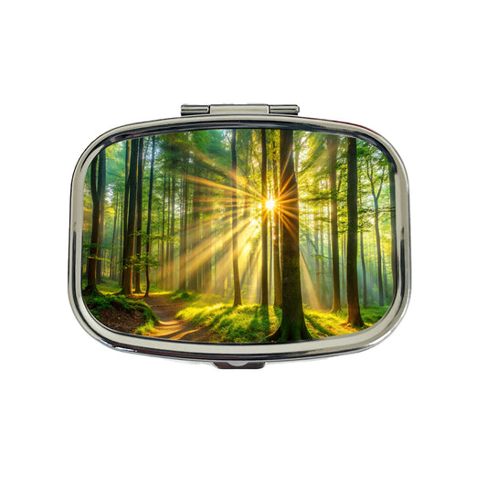 Sunlight Streaming Through Forest Trees Travel Pill Box Case