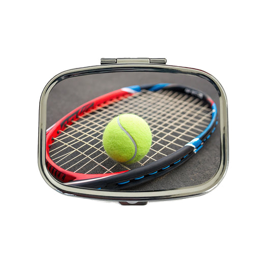 Tennis Racket and Ball Close-up Travel Pill Box Case