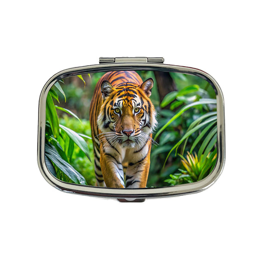 Tiger Stalking Prey In The Jungle Travel Pill Box Case