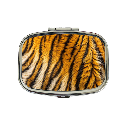 Tiger Stripes Fur Pattern Travel Pill Box Case