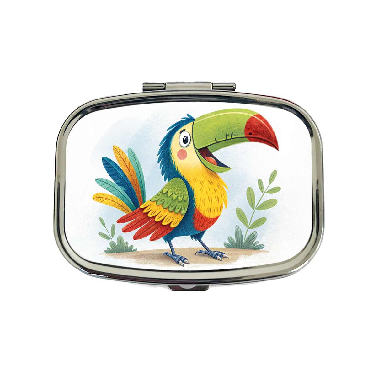 Toucan Bird Children's Illustration Style Travel Pill Box Case
