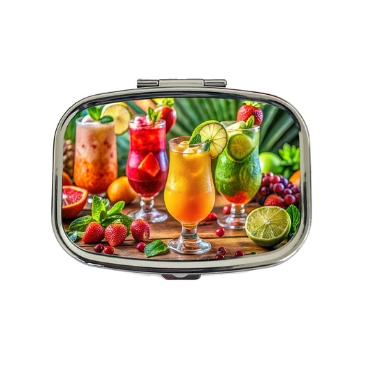 Tropical Colorful Fruity Drinks Travel Pill Box Case