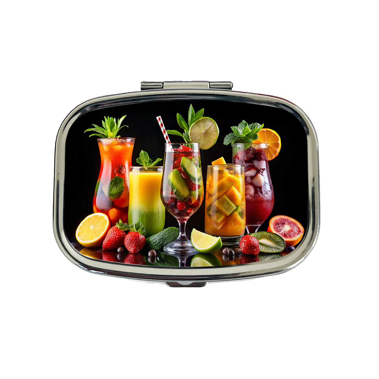 Tropical Fruity Drinks Travel Pill Box Case