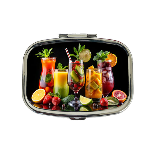 Tropical Fruity Drinks Travel Pill Box Case