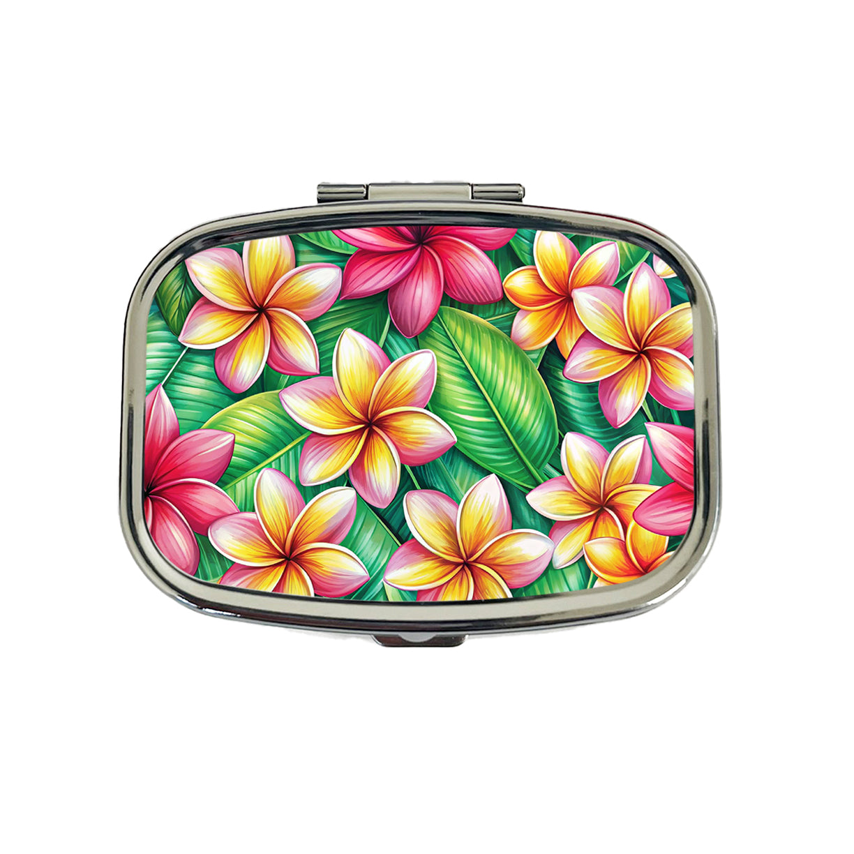 Tropical Plumeria Floral Pattern Travel Pill Box Case