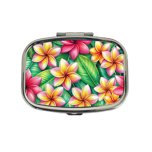Tropical Plumeria Floral Pattern Travel Pill Box Case