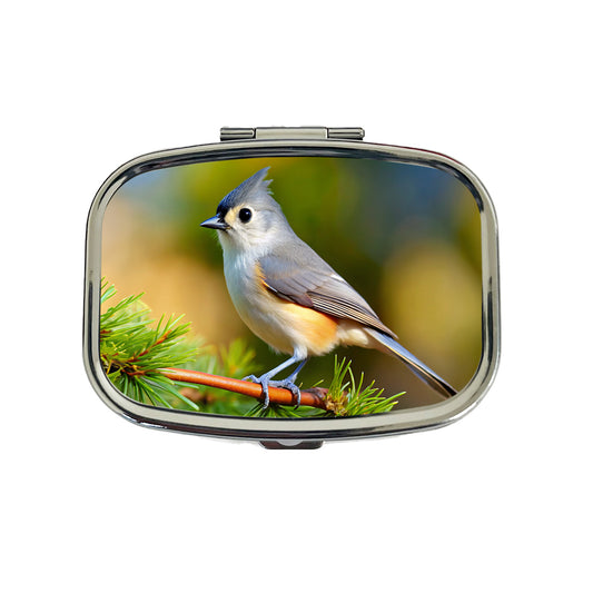 Tufted Titmouse Backyard Bird Travel Pill Box Case