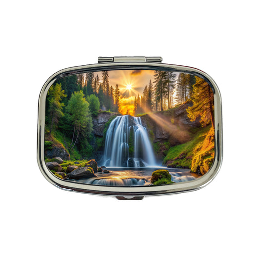 Waterfall In The Forest At Sunset Travel Pill Box Case