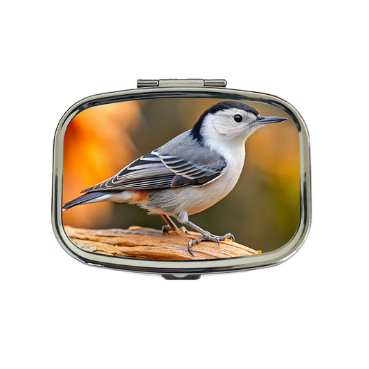 White Breasted Nuthatch Backyard Bird Travel Pill Box Case