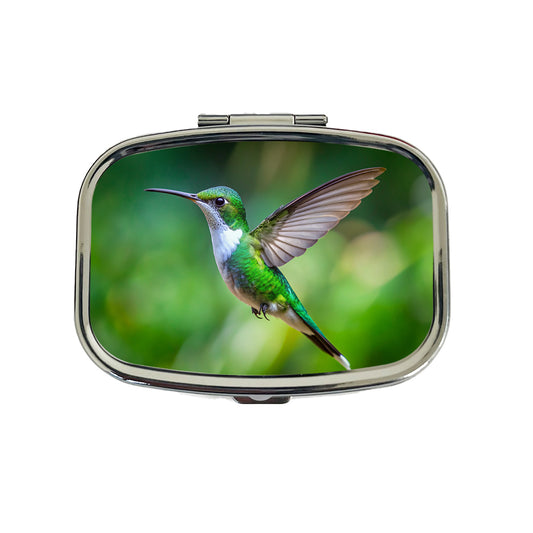 White Chested Emerald Hummingbird Backyard Bird Travel Pill Box Case