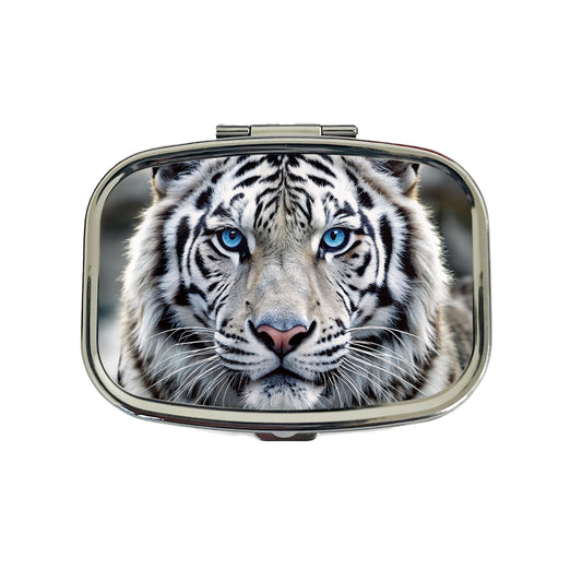 White Tiger Face Travel Pill Box Case