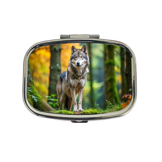 Wolf In The Forest Travel Pill Box Case