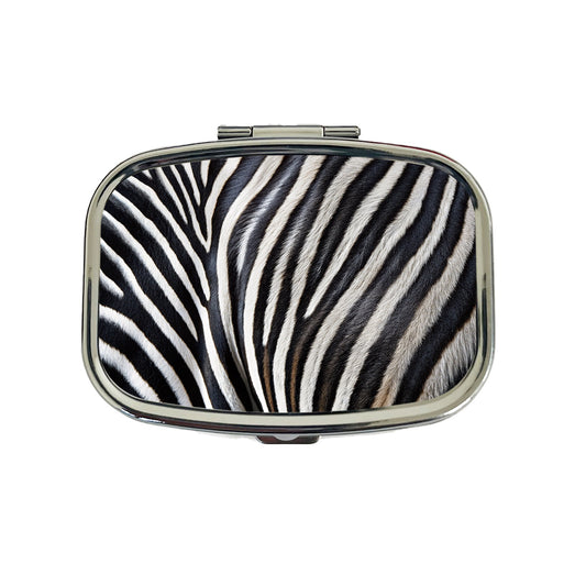 Zebra Black and White Stripes Pattern Travel Pill Box Case