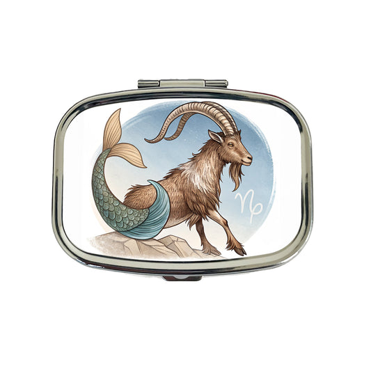 Zodiac Horoscope Symbol Capricorn Sea Goat Travel Pill Box Case